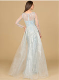 Lara Frost Long Sleeve Lace with Tulle Overskirt Gown 29146