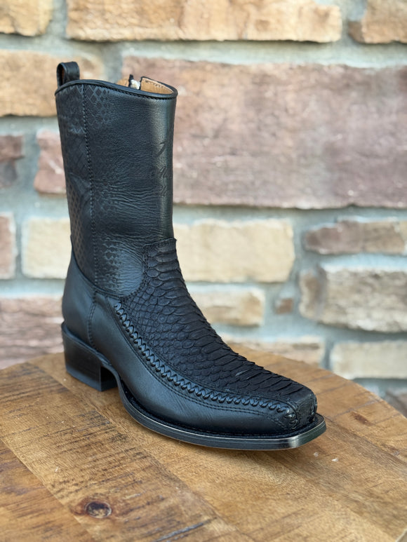 Men’s Los Altos Python 7X Toe Ankle Boots Matte Black