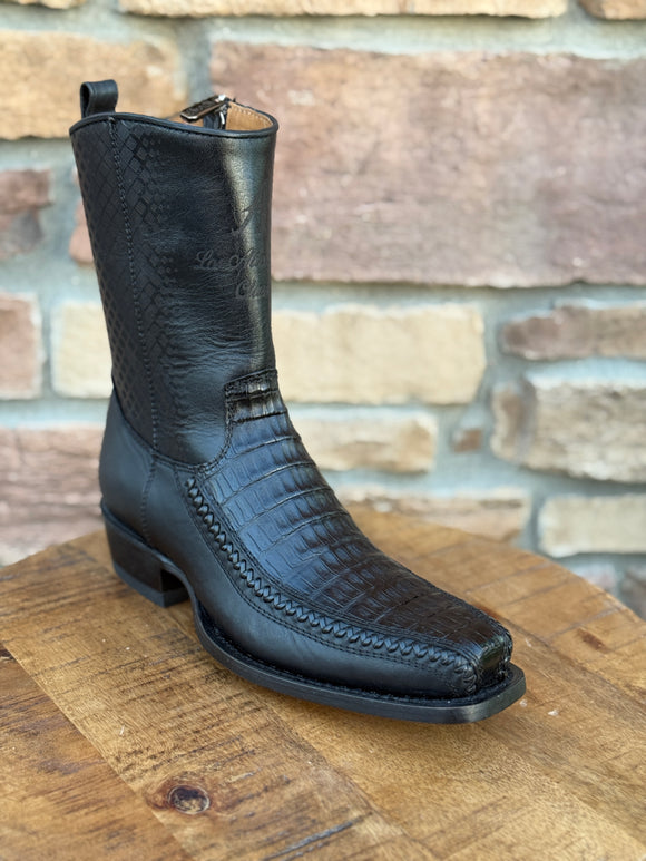Men’s Los Altos Caiman Belly 7X Toe Ankle Boots Black