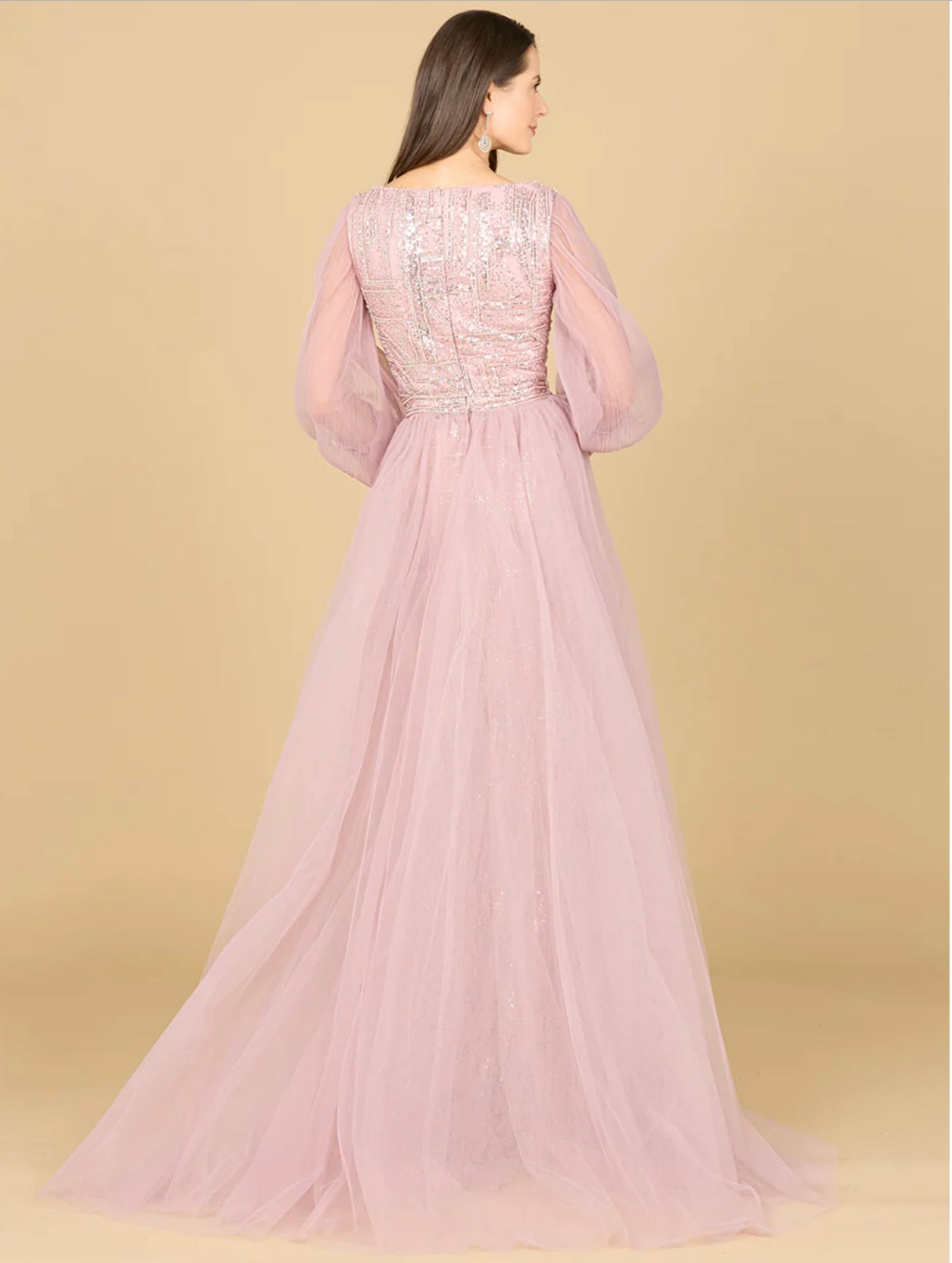 Lara Mauve Long Sleeve with Removable Over Skirt Gown 29158 Moreno's Wear Lara Mauve Long Sleeve with Removable Over Skirt Gown 29158 Moreno's Wear