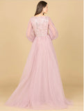 Lara Mauve Long Sleeve with Removable Over Skirt Gown 29158