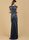 Lara Beaded Fringe V-Neckline Dress with Cap Sleeves 29167