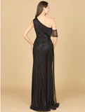 Lara Beaded One Shoulder Dress with Train Gown 29168