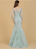 Lara Long Sleeve Mermaid Beaded Gown 29199