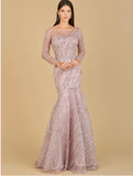 Lara Long Sleeve Mermaid Beaded Gown 29199