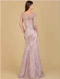 Lara Long Sleeve Mermaid Beaded Gown 29199