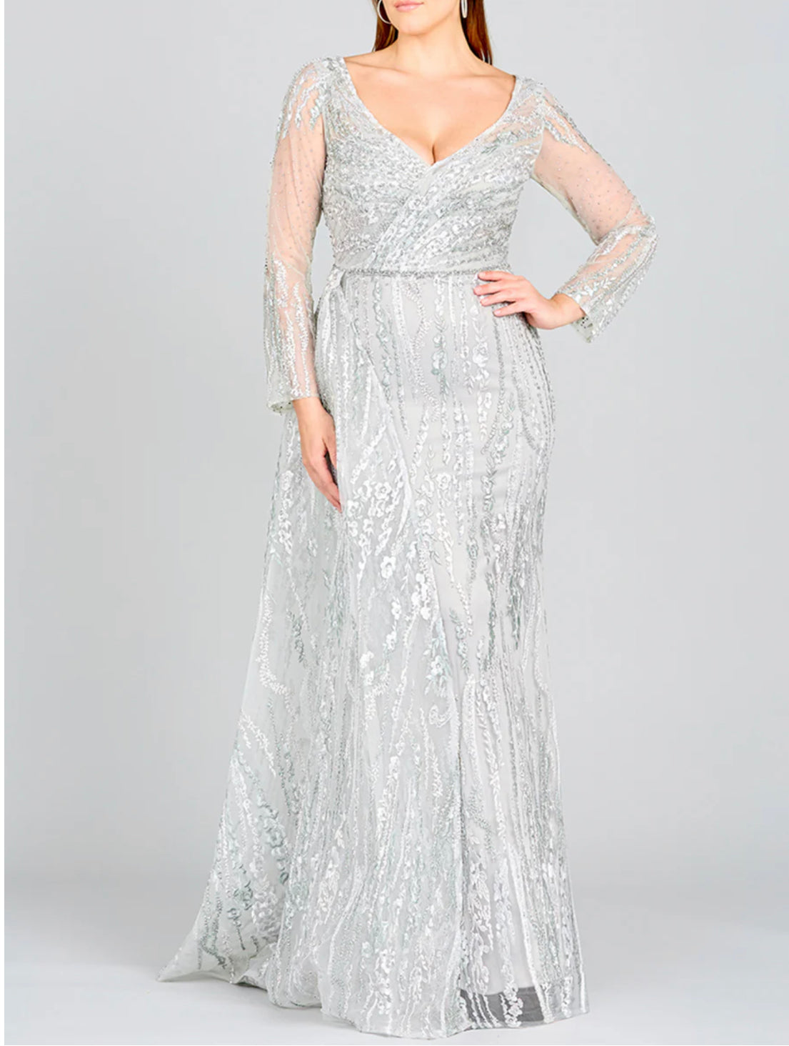 knee length dresses for ladies CD Nyanx Silver Lace Gown – GlamEdge Dress & Gown