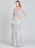 Lara Thistle High Neck Long Sleeve Fitted Lace Gown 29232