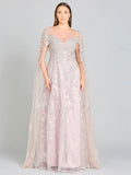 Lara Sweetheart Neckline with Cape Sleeves Lace Gown 29300