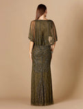 Lara Cape Sleeve V-Neck Beaded Gown 29356