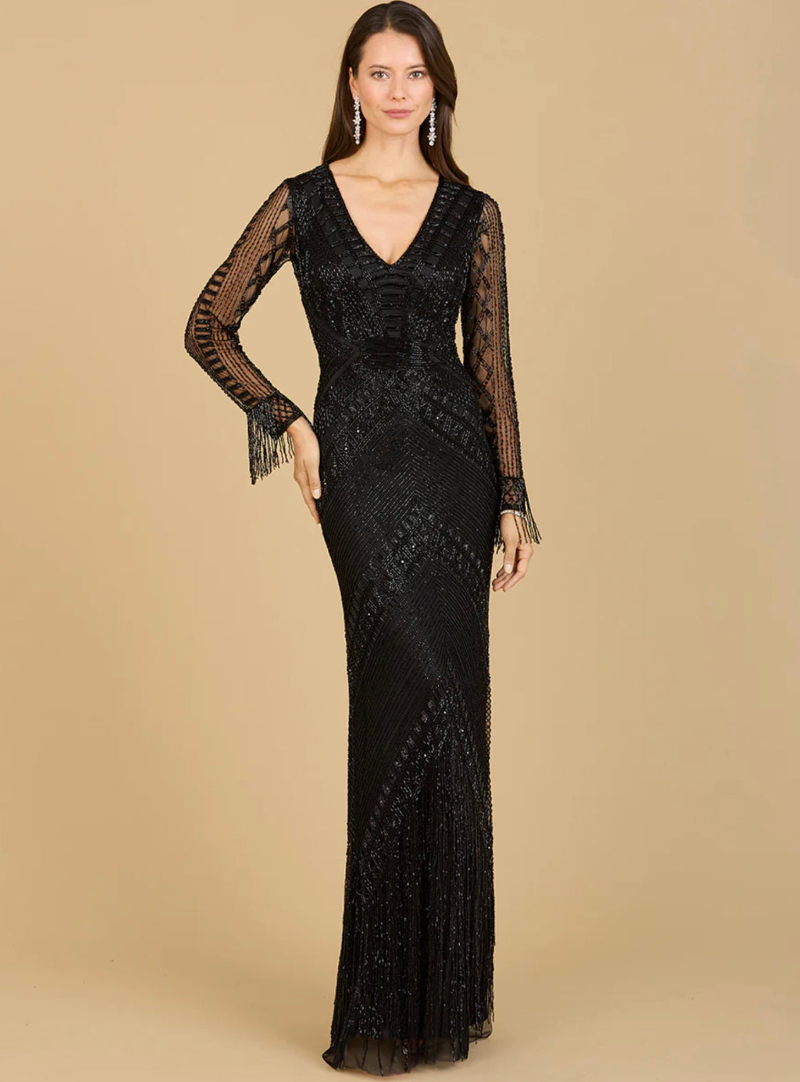 long sleeve flowy dresses Ladivine CD0192W Chiffon Long Sleeve Bridal Gown, Off White / 2XL main image 1