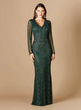 Lara Long Sleeve Beaded Gown 29365