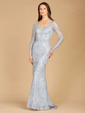 Lara Light Blue Long Sleeve Lace Mermaid Gown 29466