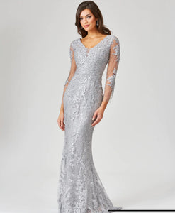 Lara Slate Stone Long Sleeve Lace Mermaid Gown 29473