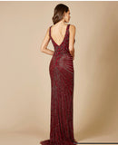 Lara Thigh High Slit Beaded Gown 29528