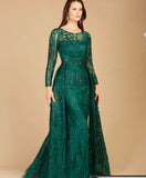 Lara Gorgeous Overskirt with Long Sleeves Gown 29633