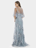 Lara Dusk Cape Sleeves A-Line Lace Gown 29772