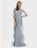 Lara Dusk Cape Sleeves A-Line Lace Gown 29772