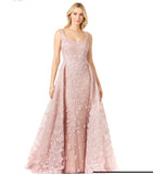 Lara Pink Overskirt Lace Fitted Gown 29786