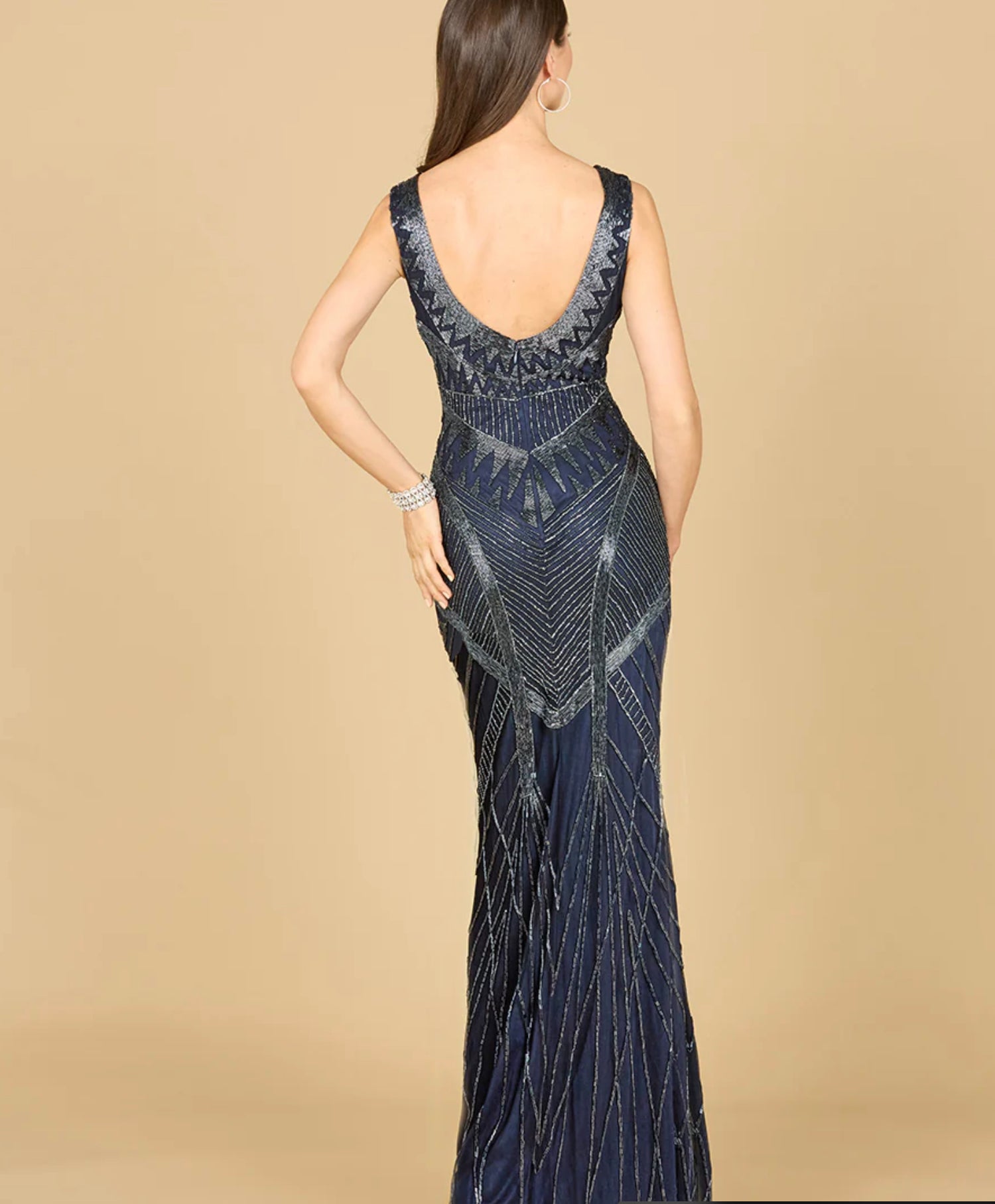 green emerald velvet dress Lara 29347- Flowing Sequin Midi Dress Teal / 2 main image 0