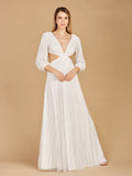 Lara Ivory Flora Beaded Long Sleeve Wedding Gown 51090