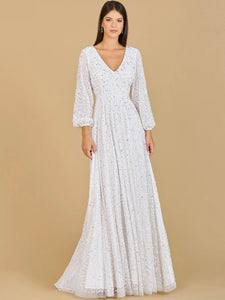 Lara Ivory Flora Beaded Long Sleeve Wedding Gown 51124