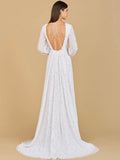 Lara Ivory Flora Beaded Long Sleeve Wedding Gown 51124