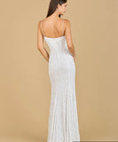 Lara Ivory Brooke Beaded Spaghetti Strap Sheath Gown 51138