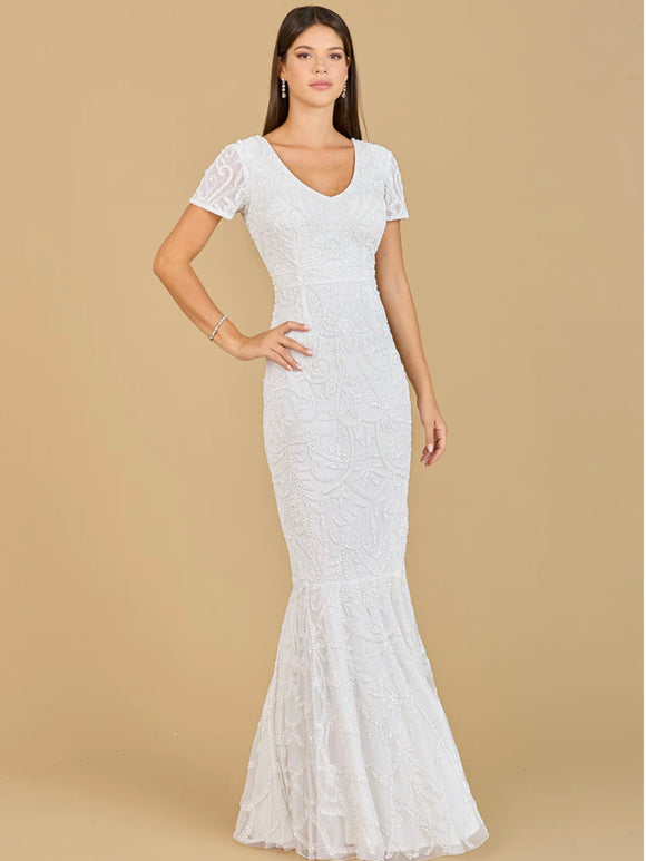 Lara Ivory Gale High Neck Beaded Wedding Gown 51143