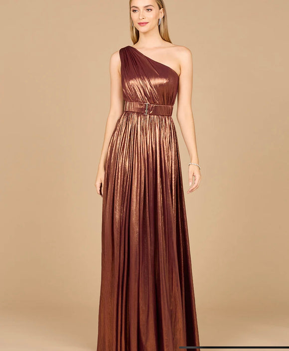 Lara One Shoulder Metallic Dress 8122