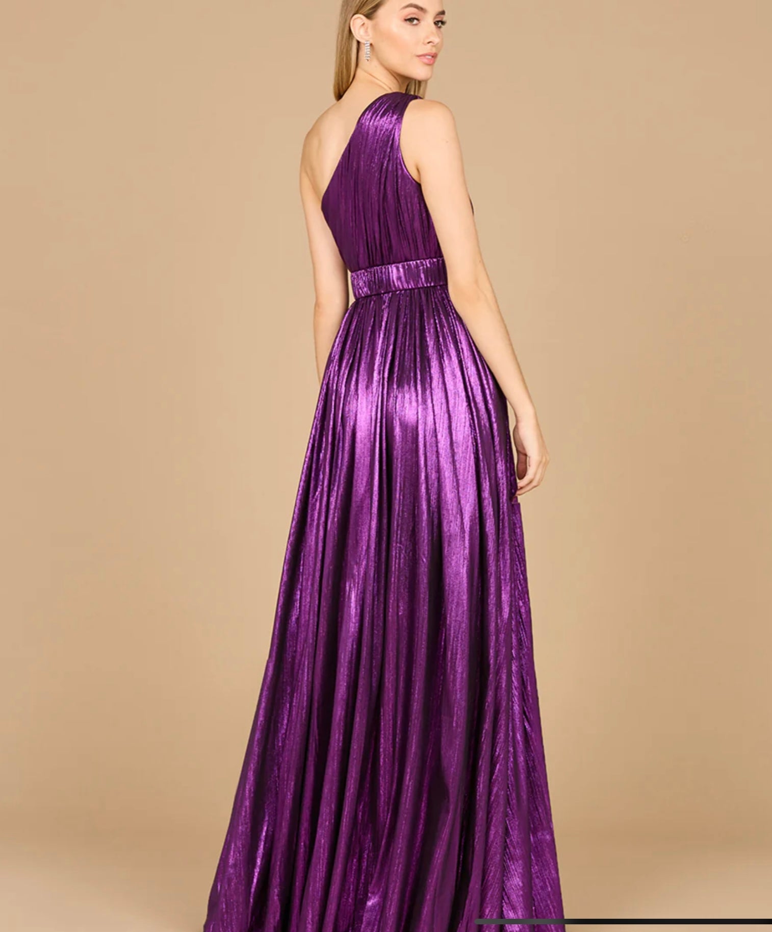 one shoulder metallic dress Lara One Shoulder Metallic Dress 8122 – Moreno's Wear