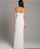 Lara Ivory Brooke Beaded Spaghetti Strap Sheath Gown 51005