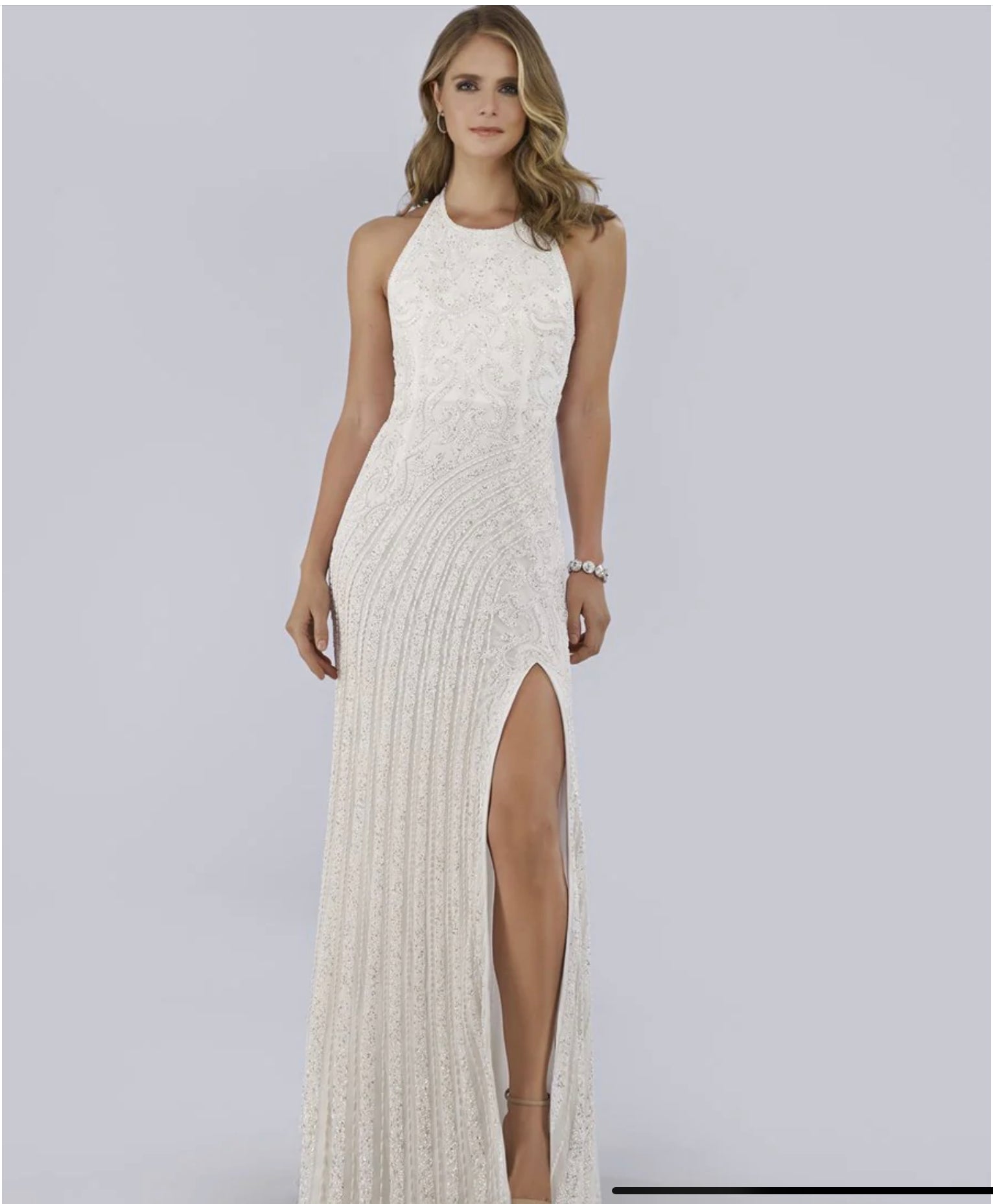 lara dawson beaded wedding dress Lara Ivory Dawson Beaded with Halter Neck Wedding Gown 51039 Moreno's Wear
