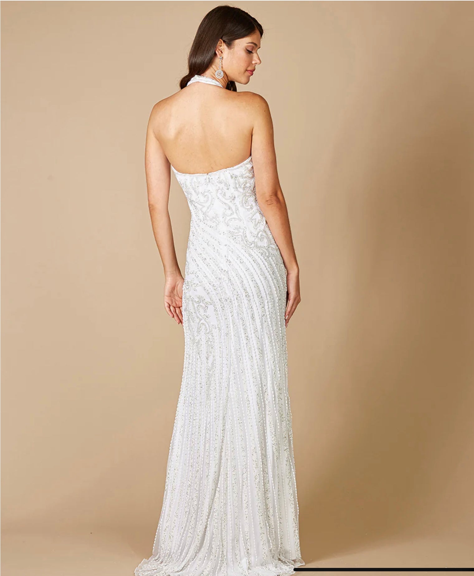 beaded halter neck wedding dresses Lara Ivory Dawson Beaded with Halter Neck Wedding Gown 51039 – Moreno's Wear
