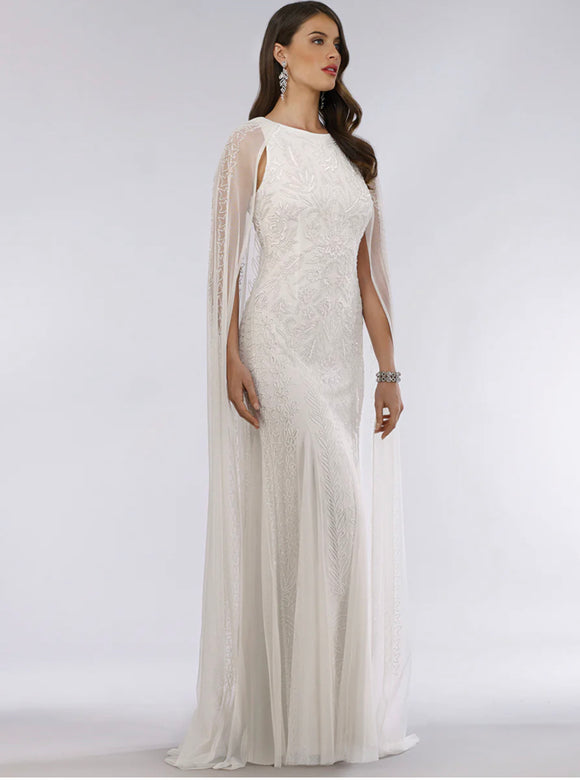 Lara Ivory Eve Beaded Cape Sleeve Wedding Gown 51045