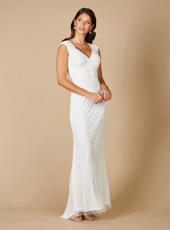 Lara Ivory Fabiana Cap Sleeve Beaded Wedding Gown 51091