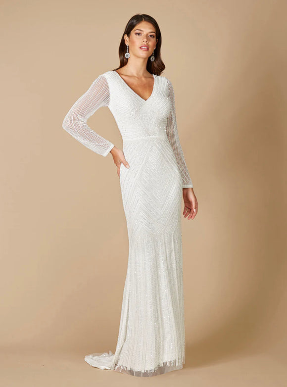 Lara  Ivory Finley Sheer Sleeve Wedding Gown 51088