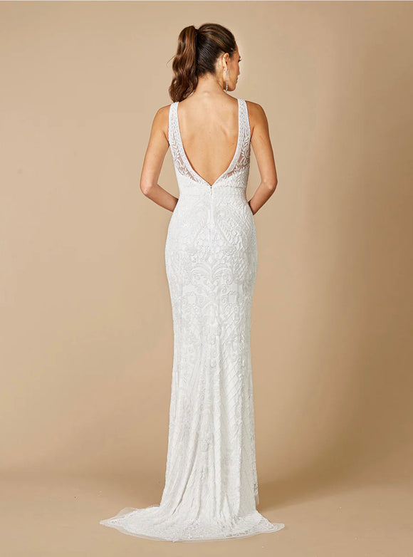 Lara Ivory Foster High Neck Sleeveless Wedding Gown 51086