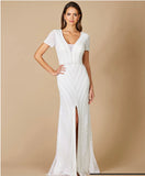 Lara Ivory Gabriella Beaded Plunge Wedding Gown 51078