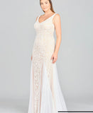 Lara Ivory Greta Beaded V-Neck Tulle Wedding own 51061