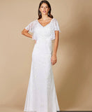 Lara Ivory Greyson Beaded Flutter Sleeve Wedding Gown 51056