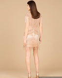 Lara Beaded Fringe Cap Sleeves Short Dress 29123