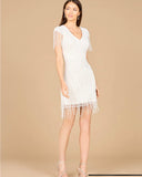 Lara Beaded Fringe Cap Sleeves Short Dress 29123