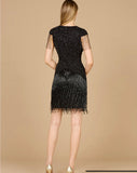 Lara Beaded Fringe Cap Sleeves Short Dress 29123