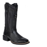 Cuadra Black Deer Embroidery  Wide Square Toe Boots CC224