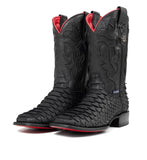 Men’s Rock’Em Bruce Viper Red Bottom Square Toe Boots Black