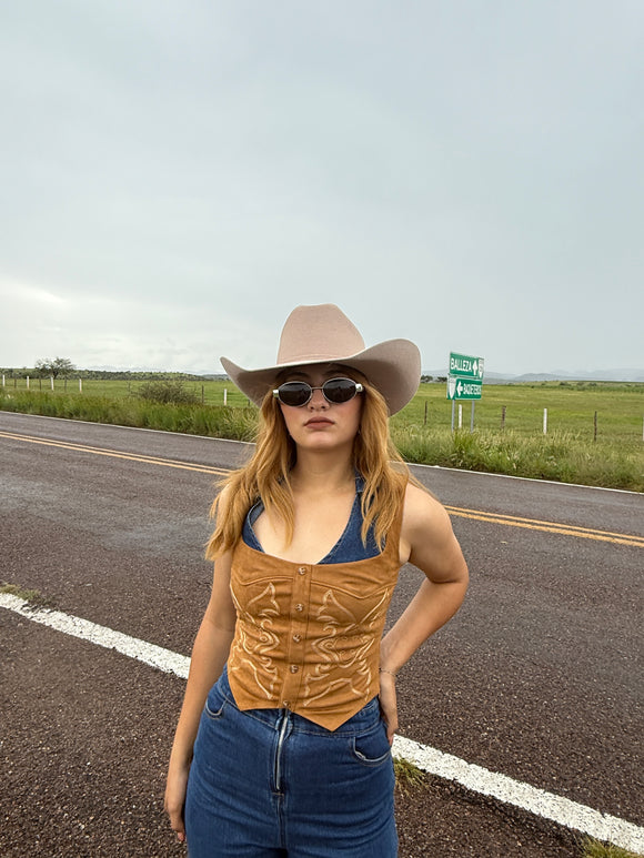 Ash suede western top