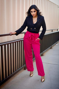 Lucy Hot Pink Waist Belted Pants