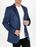 Men’s Platini Navy Blue Western Suede Blazer