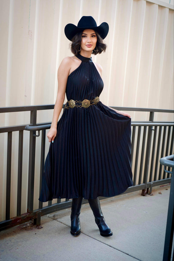 Avery Black Ruched Midi Dress – Moreno's Wear